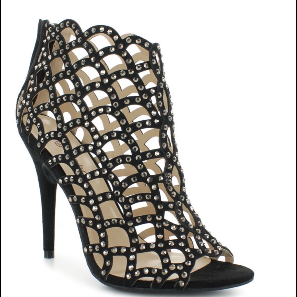 Zigi Soho NIB BLK Rhinestone Studded Sandals Sx 10